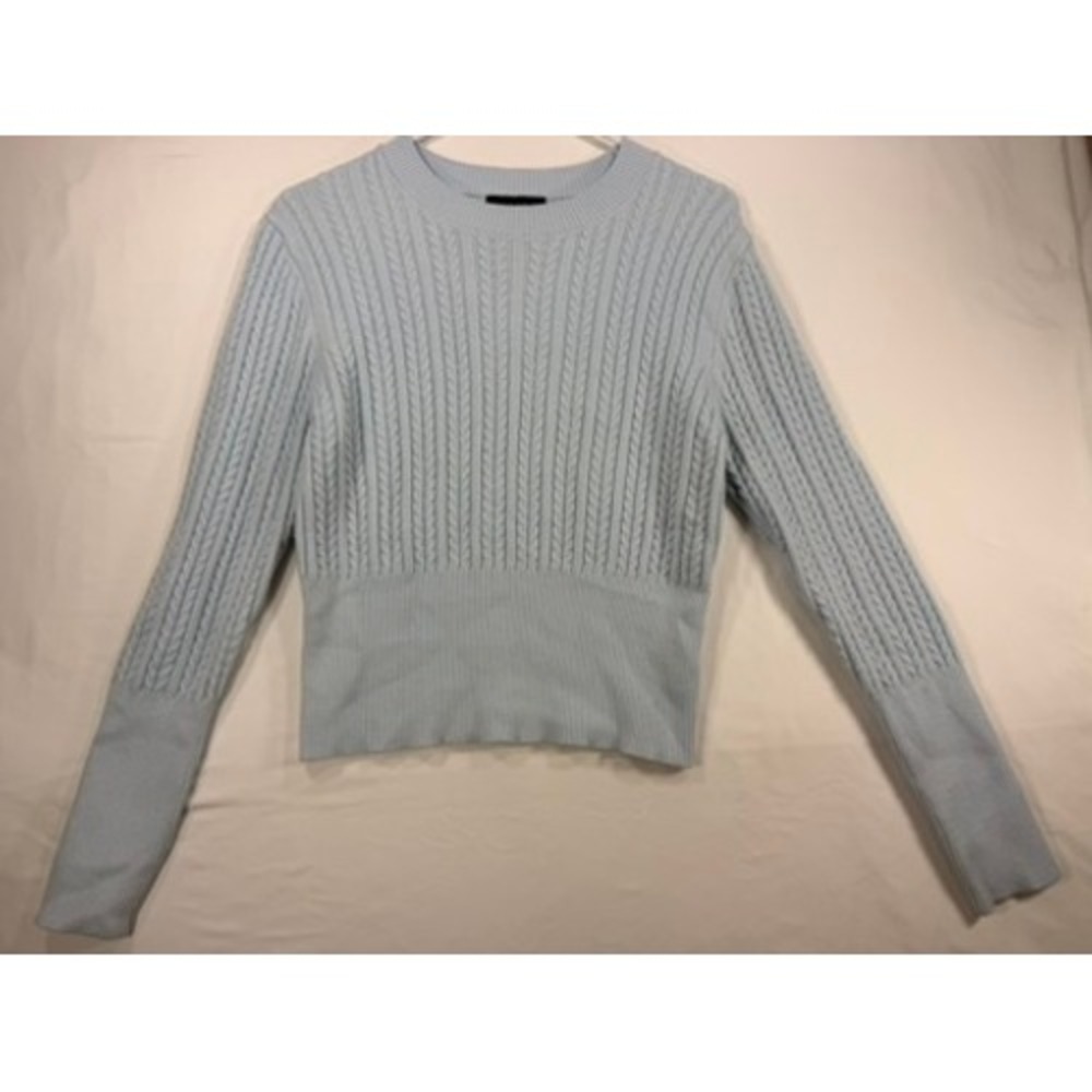 Arden B Cable Knit Sweater Womens XL Light Blue Excellent Long Sleeve Crewneck